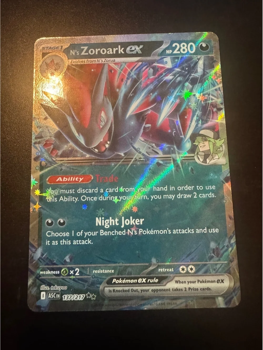 N’s Zoroark ex Squawkabilly ex Pokemon 2 Card Holo Lot
